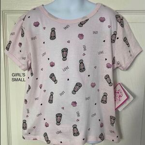 CHUBBY MERMAID “Save The Manatees” GIRLS PINK TOP with Manatees. Small (7/8)